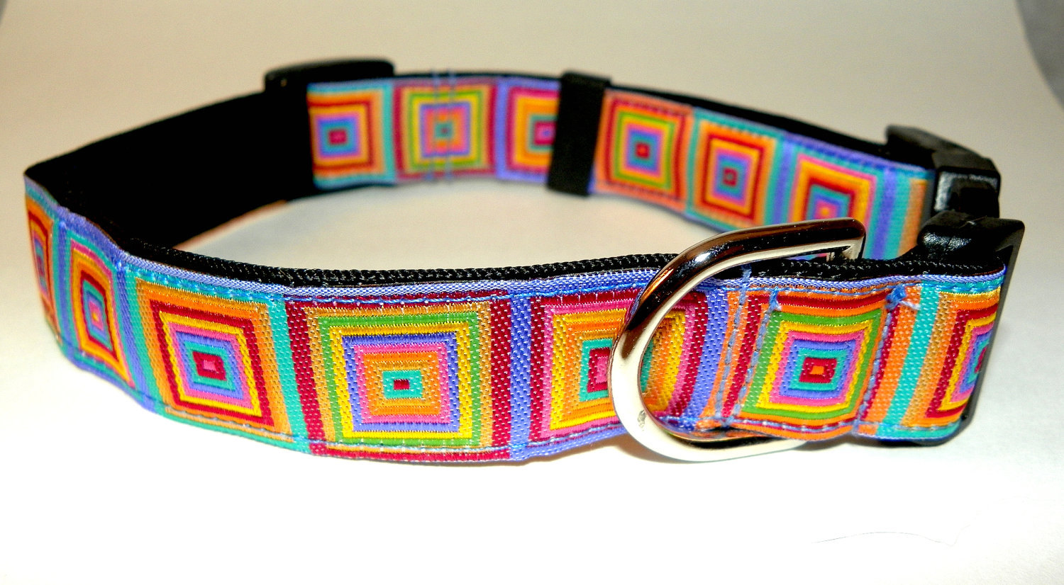 Adjustable Dog Collar Bright & Colorful Jacquard Ribbon Size SM (10